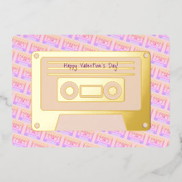 Tarjeta Festiva Con Relieve Metalizado Cinta rosa 90s Y2k Feliz día de San Valentín dorad