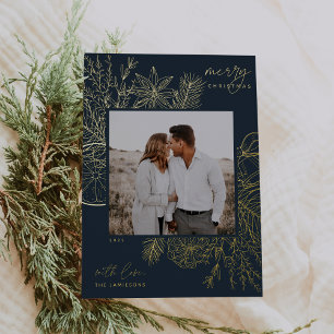 Tarjeta Festiva Con Relieve Metalizado Cítricos y especias   Navidades Photo Gold