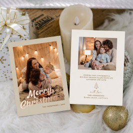 Tarjeta Festiva Con Relieve Metalizado Clásica foto familiar de Navidad