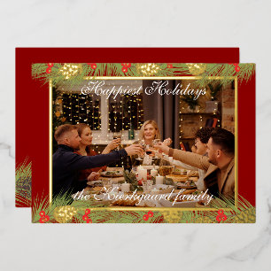 Tarjeta Festiva Con Relieve Metalizado Clásico Moderno Personalizado Chic Felicidad Real