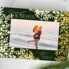 Tarjeta Festiva Con Relieve Metalizado Classic 1 Frame Photo Botanly Navidades Gold