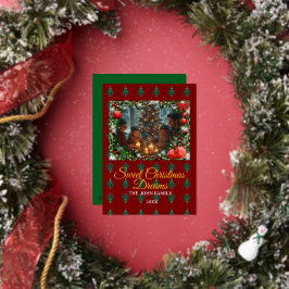 Tarjeta Festiva Con Relieve Metalizado Classic Red Christmas Greeting Photo