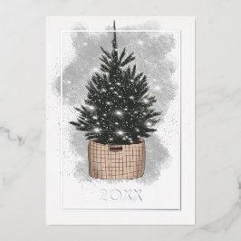 Tarjeta Festiva Con Relieve Metalizado Colage Familiar de Luces de Navidad de Hojalata Fe