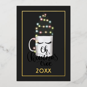 Tarjeta Festiva Con Relieve Metalizado Colage Familiar de Luces de Navidad de Papel de Es