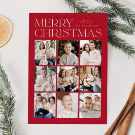 Tarjeta Festiva Con Relieve Metalizado Colaje de Fotos de Navidad Moderna 9