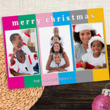 Collage de 3 Fotos de Rayas Coloridas Feliz Navida