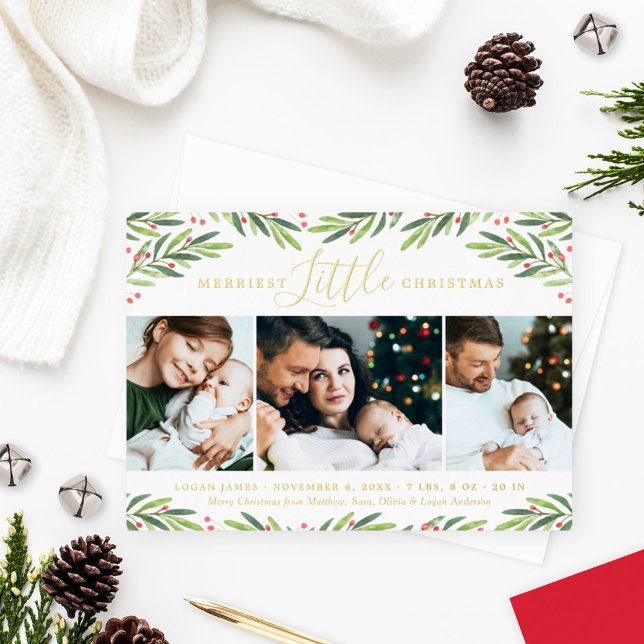 Tarjeta Festiva Con Relieve Metalizado Collage de fotos de pequeños Navidades con oro (Subido por el creador)