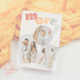 Tarjeta Festiva Con Relieve Metalizado Collage de fotos de vacaciones para Navidades de m