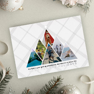 Tarjeta Festiva Con Relieve Metalizado Collage de fotos del año de viaje en casa para las