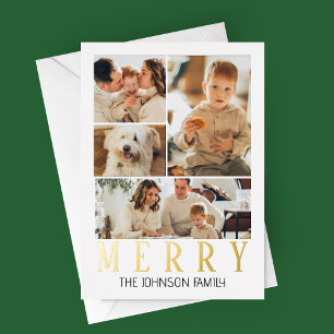 Tarjeta Festiva Con Relieve Metalizado Collage de fotos moderno