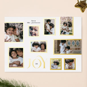 Tarjeta Festiva Con Relieve Metalizado Collage de Fotos Navideñas Multi 9 Alegría NAVIDEÑ