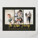 Tarjeta Festiva Con Relieve Metalizado Collage de fotos Personalizado Nombre Familiar 4<br><div class="desc">Difunde el amor con esta tarjeta de foto de vacaciones personalizada que incluye un collage de fotos y el nombre de tu familia. Añade una foto y un texto adicionales a la parte posterior. Para personalizar aún más, haga clic en "Editar usando la herramienta de diseño". Comprar tarjetas de vacaciones...</div>