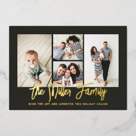 Tarjeta Festiva Con Relieve Metalizado Collage de fotos Personalizado Nombre Familiar 4