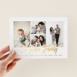 Tarjeta Festiva Con Relieve Metalizado Collage de fotos Personalizado Nombre Familiar 4<br><div class="desc">Difunde el amor con esta tarjeta de foto de vacaciones personalizada que incluye un collage de fotos y el nombre de tu familia. Añade una foto y un texto adicionales a la parte posterior. Para personalizar aún más, haga clic en "Editar usando la herramienta de diseño". Comprar tarjetas de vacaciones...</div>