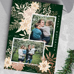 Tarjeta Festiva Con Relieve Metalizado Collage de fotos Poinsettia Splendor<br><div class="desc">💌 Comparte el amor y difunde la alegría de las vacaciones con mi cuidadosa tarjeta de saludo hecha a mano. Esta tarjeta es un lienzo para sus deseos de vacaciones a amigos, familia y colegios. adorné los diseños cautivadores y esto definió toda mi colección de vacaciones. Espero que te gusten...</div>