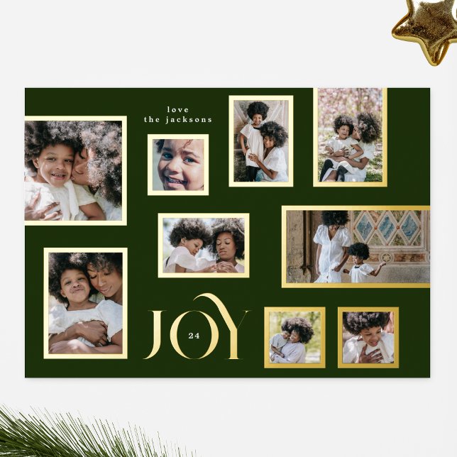 Tarjeta Festiva Con Relieve Metalizado Collage de fotos Verde Navidades modernos JOY de o (Subido por el creador)