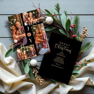 Tarjeta Festiva Con Relieve Metalizado Collage Minimalista moderno de 4 fotos