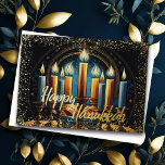 Tarjeta Festiva Con Relieve Metalizado Colorida pintura acuática Hanukkah Menorah<br><div class="desc">Colorida pintura acuática Hanukkah Menorah</div>