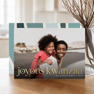 Tarjeta Festiva Con Relieve Metalizado Conexión Foto completa Joyous Kwanzaa