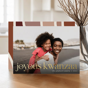 Tarjeta Festiva Con Relieve Metalizado Conexión   Foto completa Joyous Kwanzaa