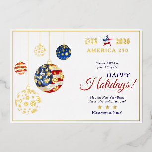 Tarjeta Festiva Con Relieve Metalizado Conmemorativo América 250 Rojo Patriótico Recuerdo