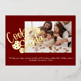 Tarjeta Festiva Con Relieve Metalizado Cookies Modernas Para Santa Photo