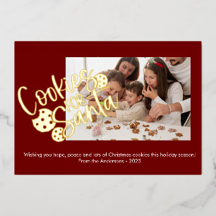 Tarjeta Festiva Con Relieve Metalizado Cookies Modernas Para Santa Photo