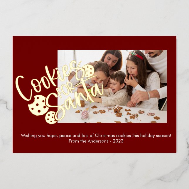 Tarjeta Festiva Con Relieve Metalizado Cookies Modernas Para Santa Photo (Anverso)