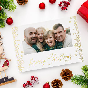 Tarjeta Festiva Con Relieve Metalizado Copia de copos de nieve de Navidad moderna minimal