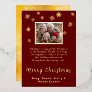 Tarjeta Festiva Con Relieve Metalizado Copia de Nieve Personalizada Feliz Navidad