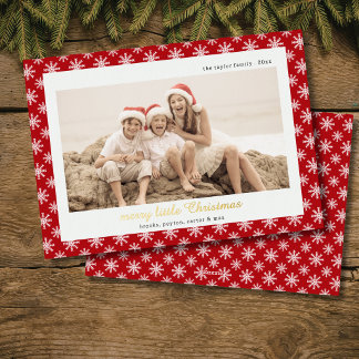 Tarjeta Festiva Con Relieve Metalizado copo de nieve rojo moderno Feliz Navidad foto de l