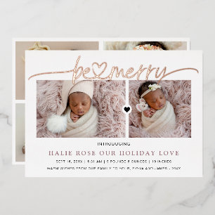 Tarjeta Festiva Con Relieve Metalizado Corazón de oro rosa vinculado Be Merry Fotos