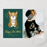 Tarjeta Festiva Con Relieve Metalizado Corgi y String Lights Corte Foto Happy Hanukkah<br><div class="desc">¡Feliz Hanukkah! Envíe sus saludos festivos con esta tarjeta plana de fotos del Relieve metalizado de oro de personalizable Hanukkah. Cuenta con un adorable corgi envuelto en luces de cuerda. Personalice agregando una foto, nombres, año y otros detalles. Esta linda foto de corgi plana de Hanukkah está disponible en otros...</div>