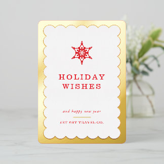 Tarjeta Festiva Con Relieve Metalizado CORPORATIVA NAVIDAD logotipo empresarial copo de n