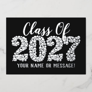 Tarjeta Festiva Con Relieve Metalizado Cráneos Clase De 2027