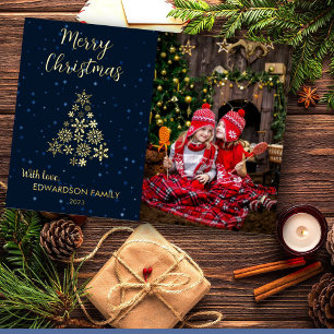 Tarjeta Festiva Con Relieve Metalizado Crea tu propia foto de Feliz Navidad