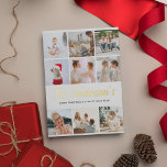 Tarjeta Festiva Con Relieve Metalizado Crear su propio oro Navidades de Collage de fotos<br><div class="desc">Sencilla tarjeta de vacaciones de navidades modernos,  con 9 fotografías cuadradas de tu elección,  el nombre de la familia en Relieve metalizado de oro real y un saludo de temporada de personalizable.</div>