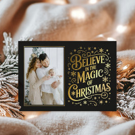 Tarjeta Festiva Con Relieve Metalizado Cree En La Magia De La Navidad