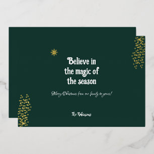 Tarjeta Festiva Con Relieve Metalizado Cree en la Magia de la Temporada