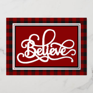 Tarjeta Festiva Con Relieve Metalizado Cree en Navidad 