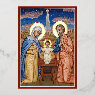 Tarjeta Festiva Con Relieve Metalizado Cristo el Nuevo Amanecer