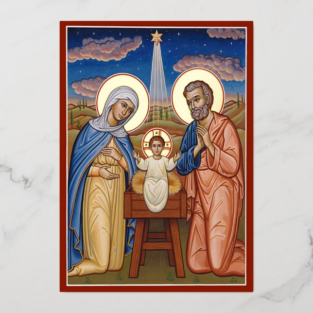 Tarjeta Festiva Con Relieve Metalizado Cristo el nuevo amanecer (Anverso)