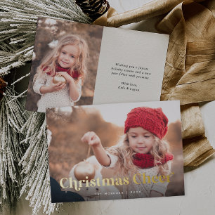 Tarjeta Festiva Con Relieve Metalizado Crudo Navidades animan dos fotos de oro