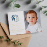 Tarjeta Festiva Con Relieve Metalizado cruz de oro floral Baptismo foto<br><div class="desc">Celebre el bautismo de su bebé con este diseño de cruz floral con una foto de su bebé. El texto y la redacción junto con otras características de este diseño pueden ser personalizados. La imagen se puede reemplazar y editar.</div>