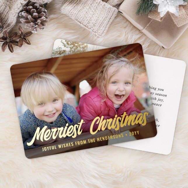 Tarjeta Festiva Con Relieve Metalizado Cualquier texto elegante guión 2 Navidades de foto (Subido por el creador)