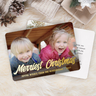Tarjeta Festiva Con Relieve Metalizado Cualquier texto elegante script 2 foto Navidades m