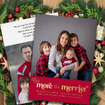 Tarjeta Festiva Con Relieve Metalizado Cuanto más oro es el bebé de 2 fotos<br><div class="desc">La carta de más navidades de invitación de bebé más Merrier con diseño fotográfico y tipográfico simple en Relieve metalizado de oro de lujo. Cuanto más alegre esté la letra en letras contemporáneas modernas y la plantilla de fotos esté preparada para añadir dos fotos, una en la parte delantera y...</div>