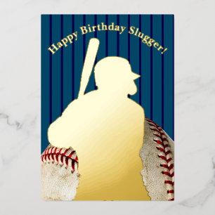 Tarjeta Festiva Con Relieve Metalizado Cumpleaños del Béisbol