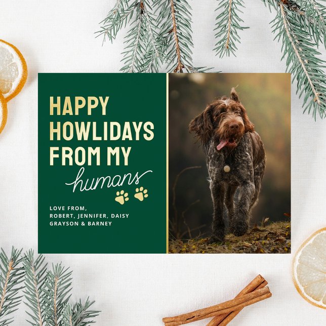 Tarjeta Festiva Con Relieve Metalizado Cute Happy Howlidays Pet Christmas Card (Subido por el creador)