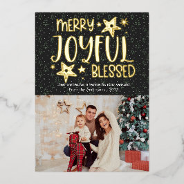 Tarjeta Festiva Con Relieve Metalizado Cute Merry Joyful Blessous Photo Relieve metalizad